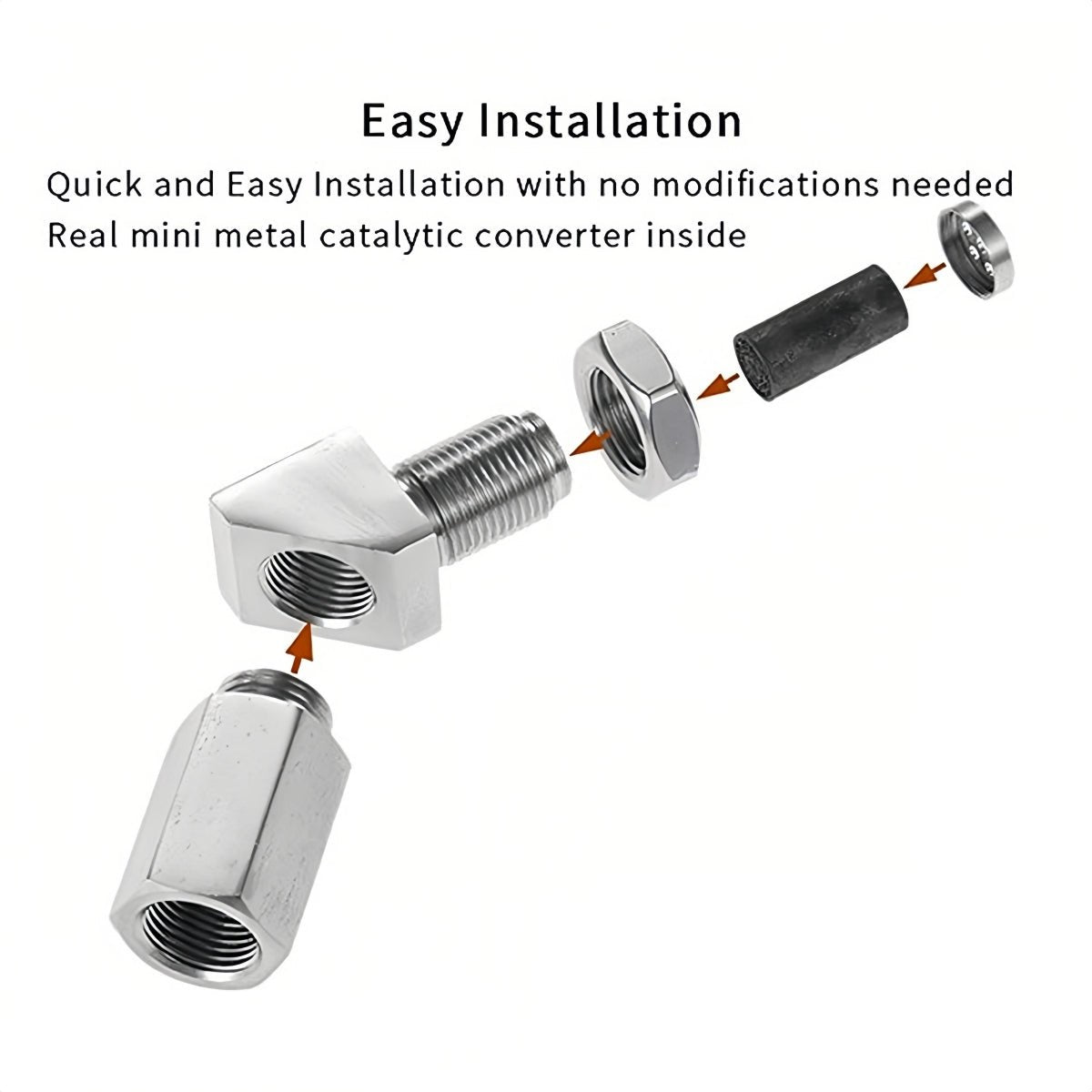 NEW 45° O2 Sensor Spacer Mini Catalizador Mini Catalytic Converter to Fix CEL P0420 P0430 - O2 Sensor Spacer