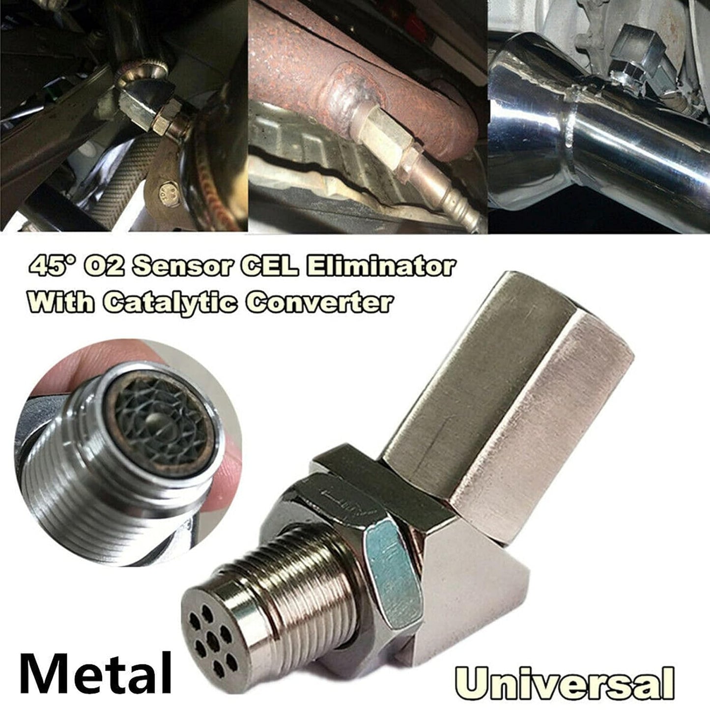 NEW 45° O2 Sensor Spacer Mini Catalizador Mini Catalytic Converter to Fix CEL P0420 P0430 - Mini Catalytic