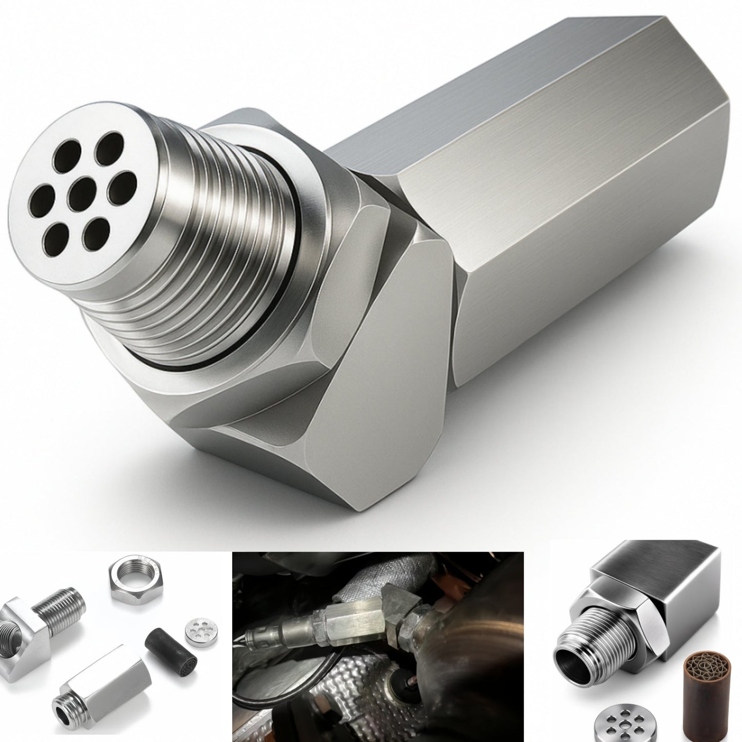 NEW 45° O2 Sensor Spacer Mini Catalizador Mini Catalytic Converter to Fix CEL P0420 P0430 - Mini Catalytic Converter