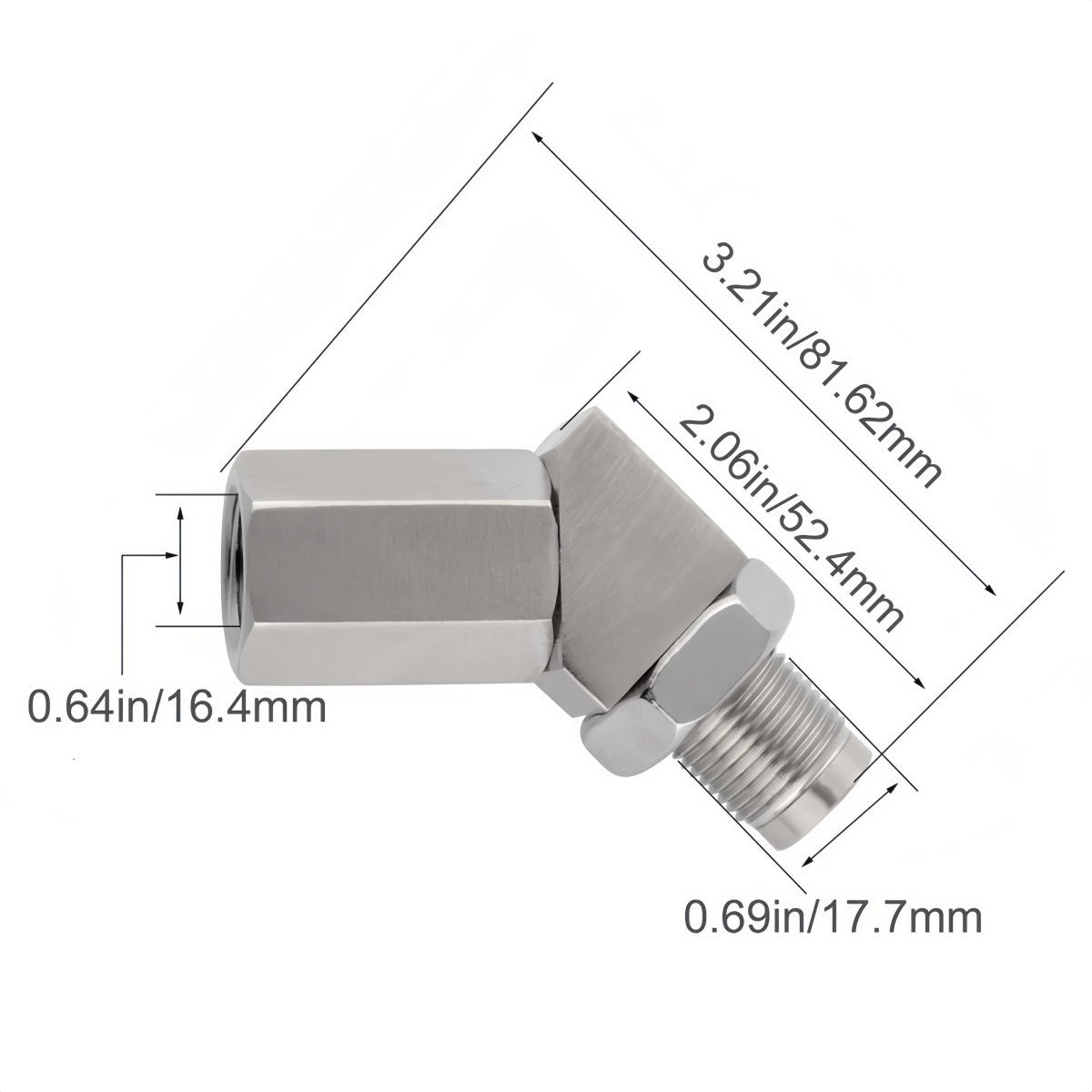 NEW 45° O2 Sensor Spacer Mini Catalizador Mini Catalytic Converter to Fix CEL P0420 P0430 - O2 Sensor Spacer