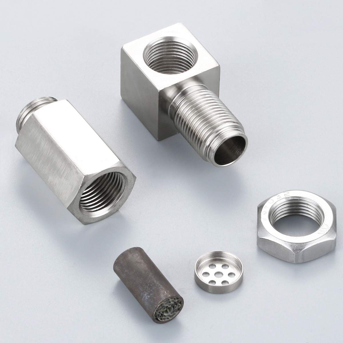 NEW 90° O2 Sensor Spacer Mini Catalizador Mini Catalytic Converter to Fix CEL P0420 P0430 - Mini Catalytic