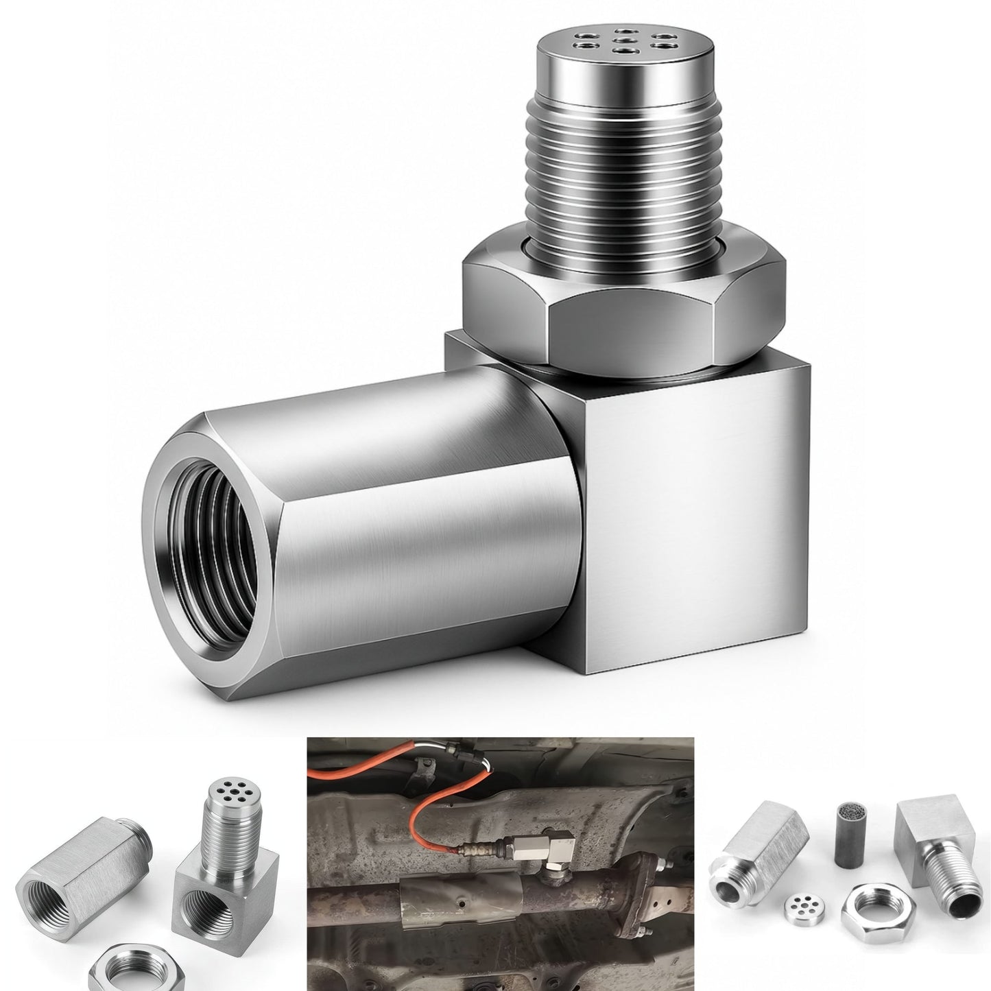NEW 90° O2 Sensor Spacer Mini Catalizador Mini Catalytic Converter to Fix CEL P0420 P0430 - Mini Catalytic Converter