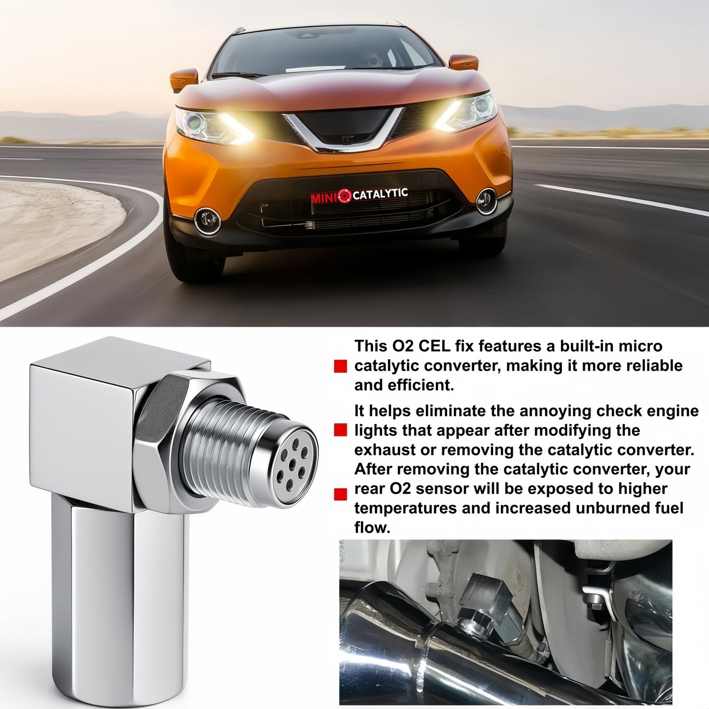 NEW 90° O2 Sensor Spacer Mini Catalizador Mini Catalytic Converter to Fix CEL P0420 P0430 - Mini Catalytic Converter