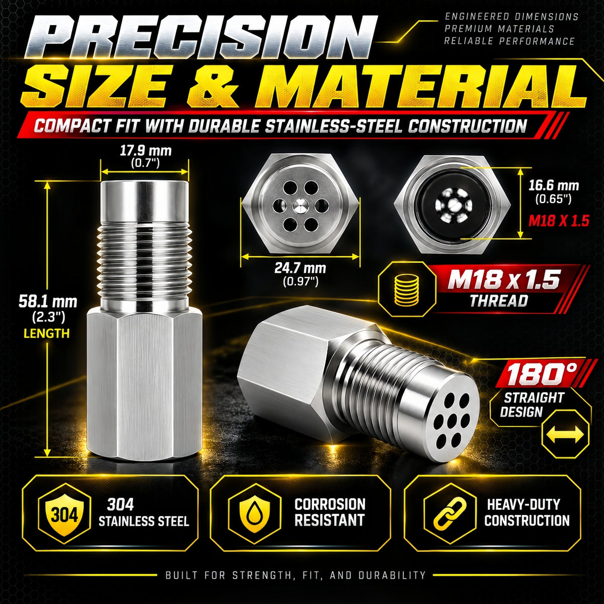 NEW 180° O2 Sensor Spacer Mini Catalizador Mini Catalytic Converter to Fix CEL P0420 P0430 - Mini Catalytic Converter