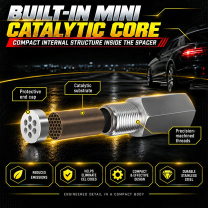 NEW 180° O2 Sensor Spacer Mini Catalizador Mini Catalytic Converter to Fix CEL P0420 P0430 - Mini Catalytic Converter