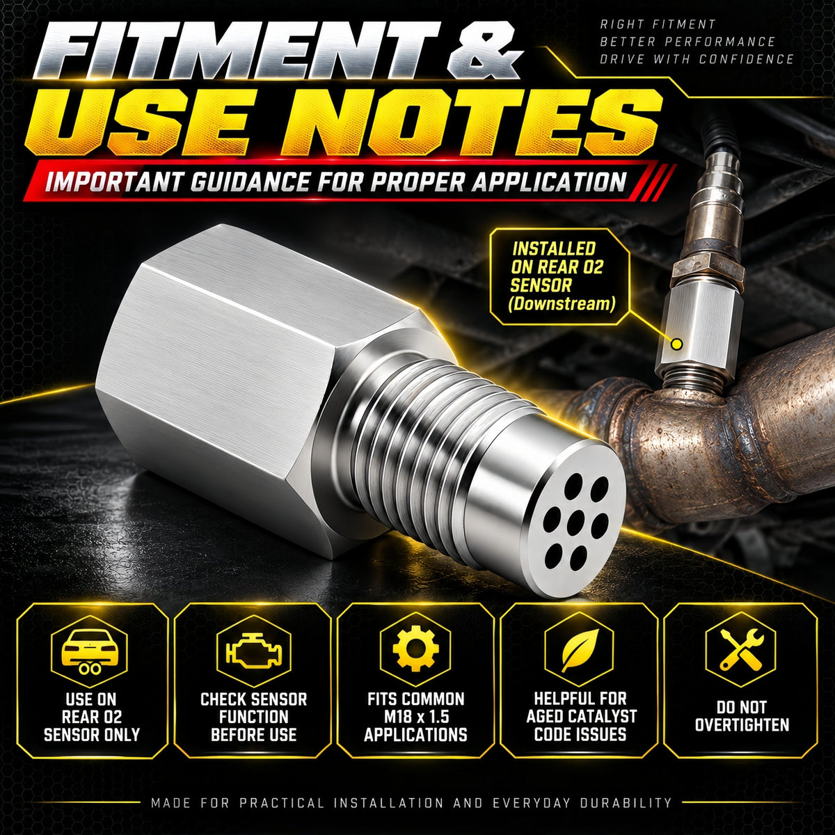 NEW 180° O2 Sensor Spacer Mini Catalizador Mini Catalytic Converter to Fix CEL P0420 P0430 - Mini Catalytic Converter