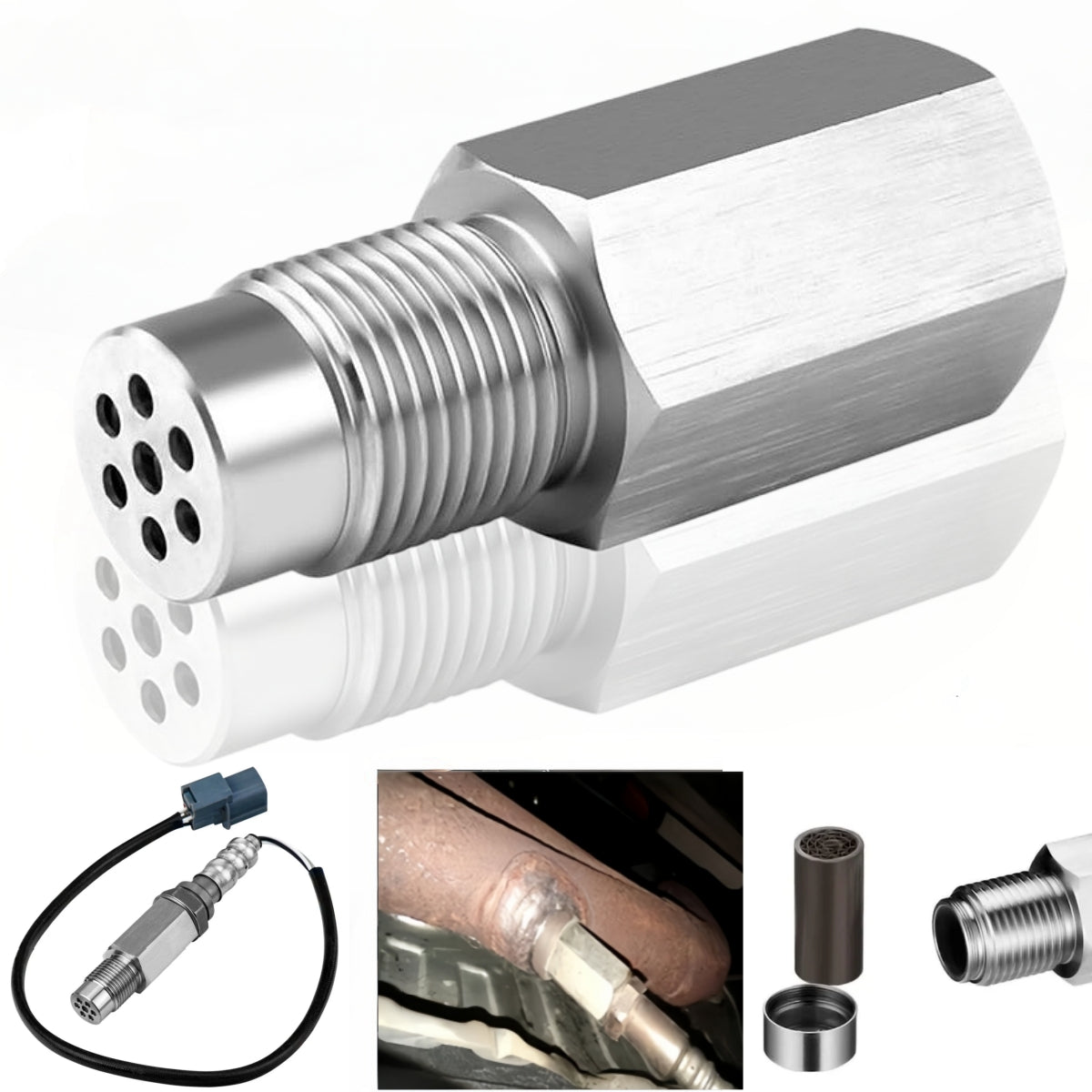 NEW 180° O2 Sensor Spacer Mini Catalizador Mini Catalytic Converter to Fix CEL P0420 P0430 - O2 Sensor Spacer