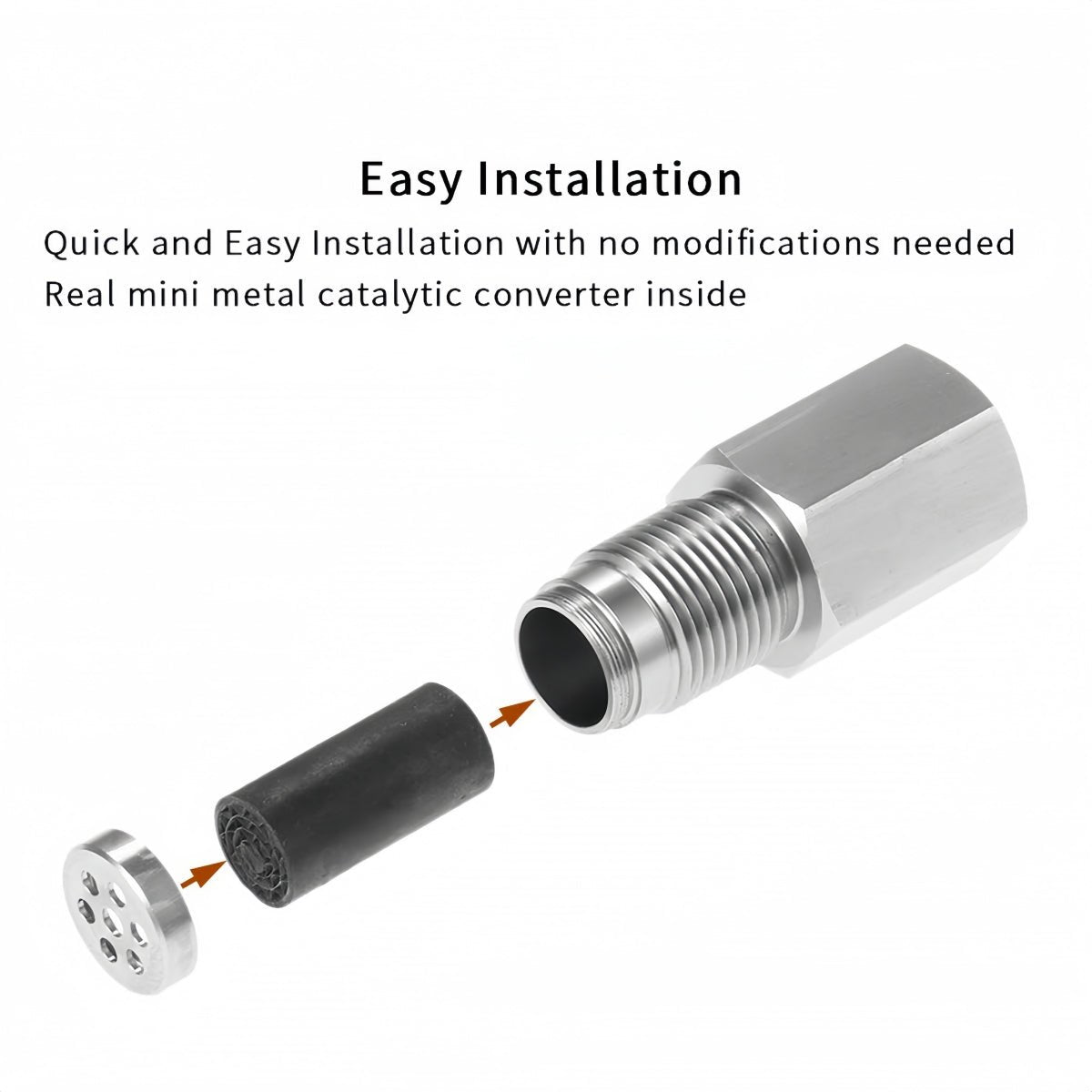 NEW 180° O2 Sensor Spacer Mini Catalizador Mini Catalytic Converter to Fix CEL P0420 P0430 - Mini Catalytic