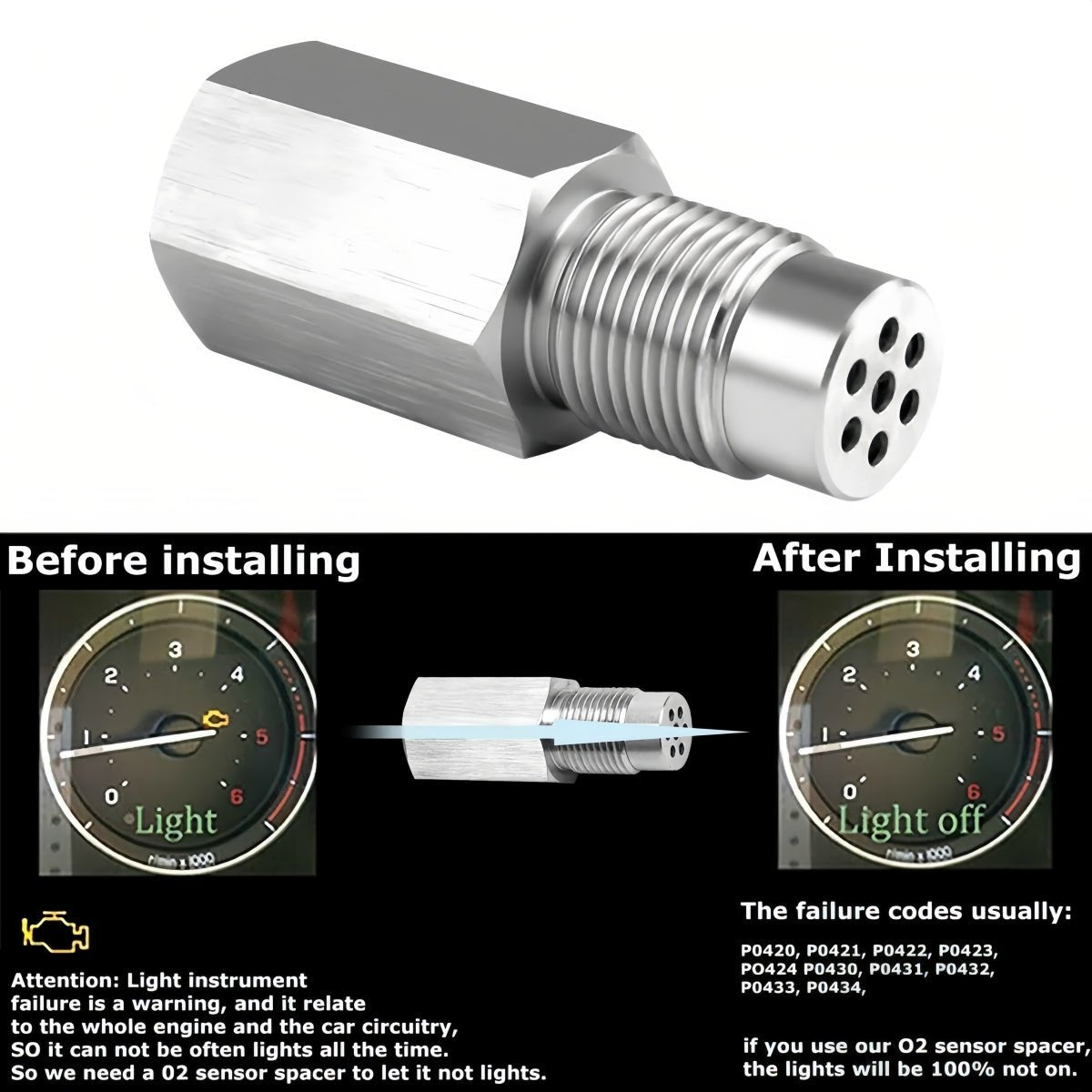 NEW 180° O2 Sensor Spacer Mini Catalizador Mini Catalytic Converter to Fix CEL P0420 P0430 - O2 Sensor Spacer