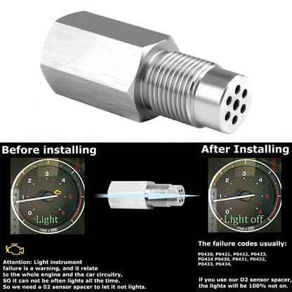 NEW 180° O2 Sensor Spacer Mini Catalizador Mini Catalytic Converter to Fix CEL P0420 P0430 - O2 Sensor Spacer