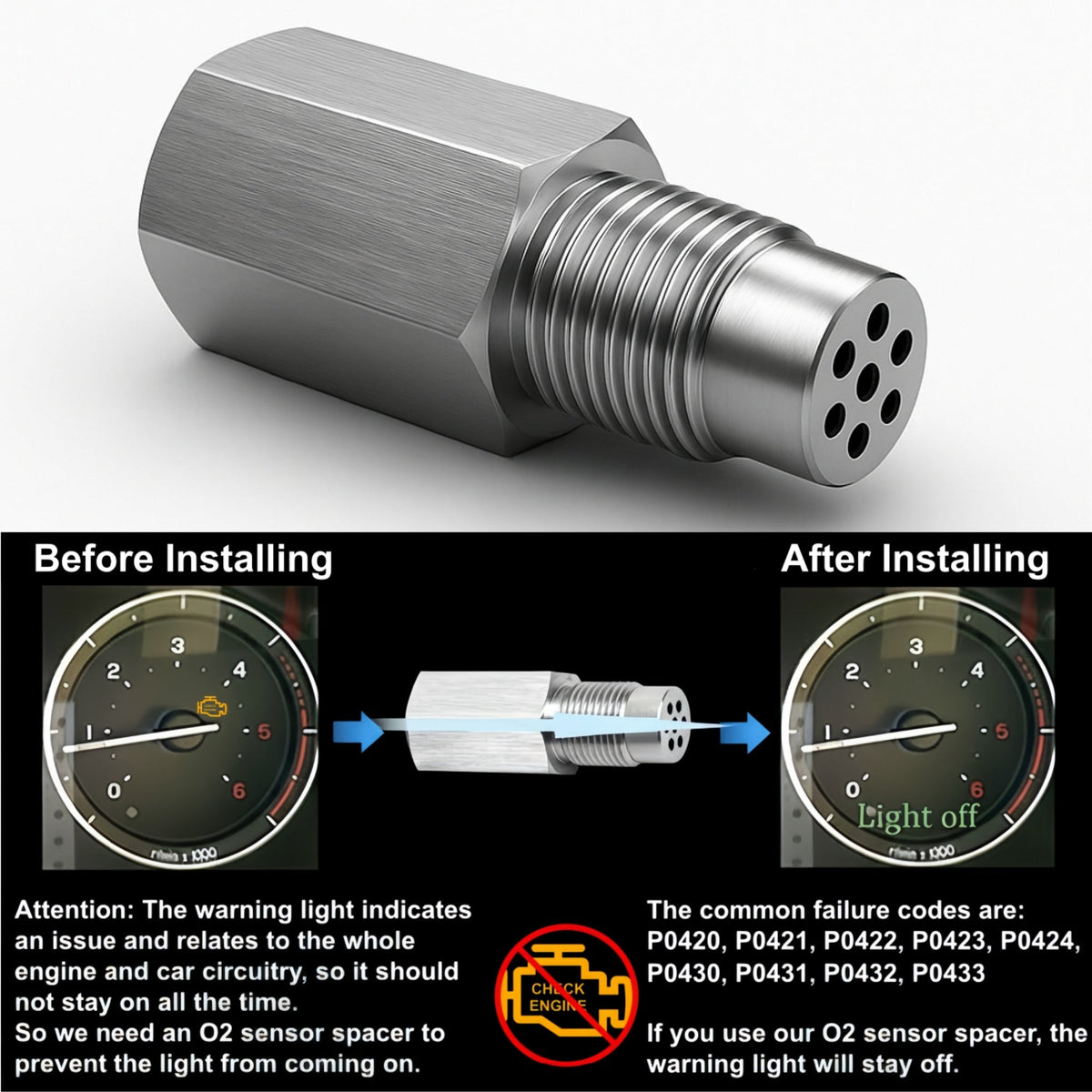 O2 Sensor With Mini Catalyst NEW 180° O2 Sensor Spacer Mini Catalizador Mini Catalytic Converter to
