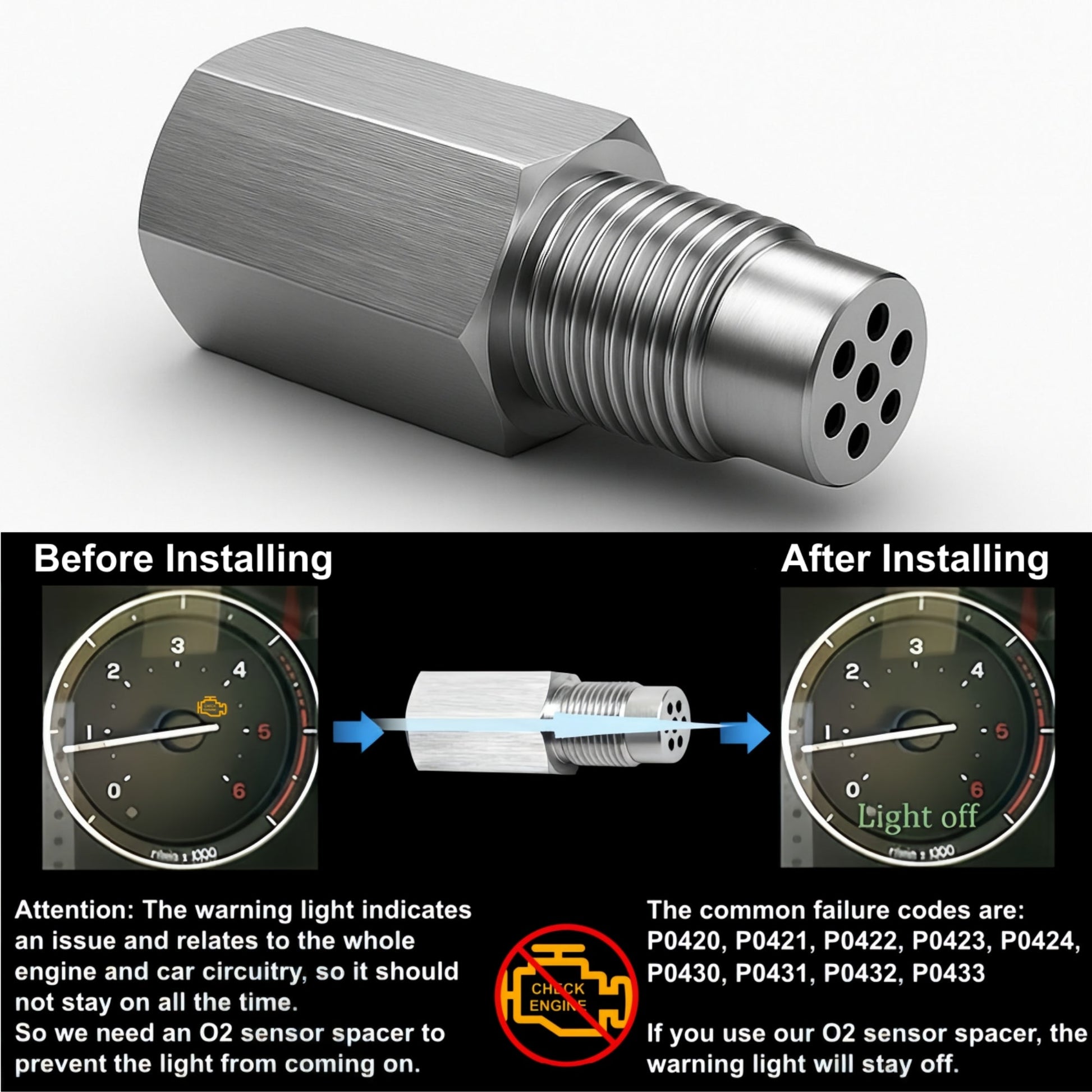NEW 180° O2 Sensor Spacer Mini Catalizador Mini Catalytic Converter to Fix CEL P0420 P0430 - Mini Catalytic Converter