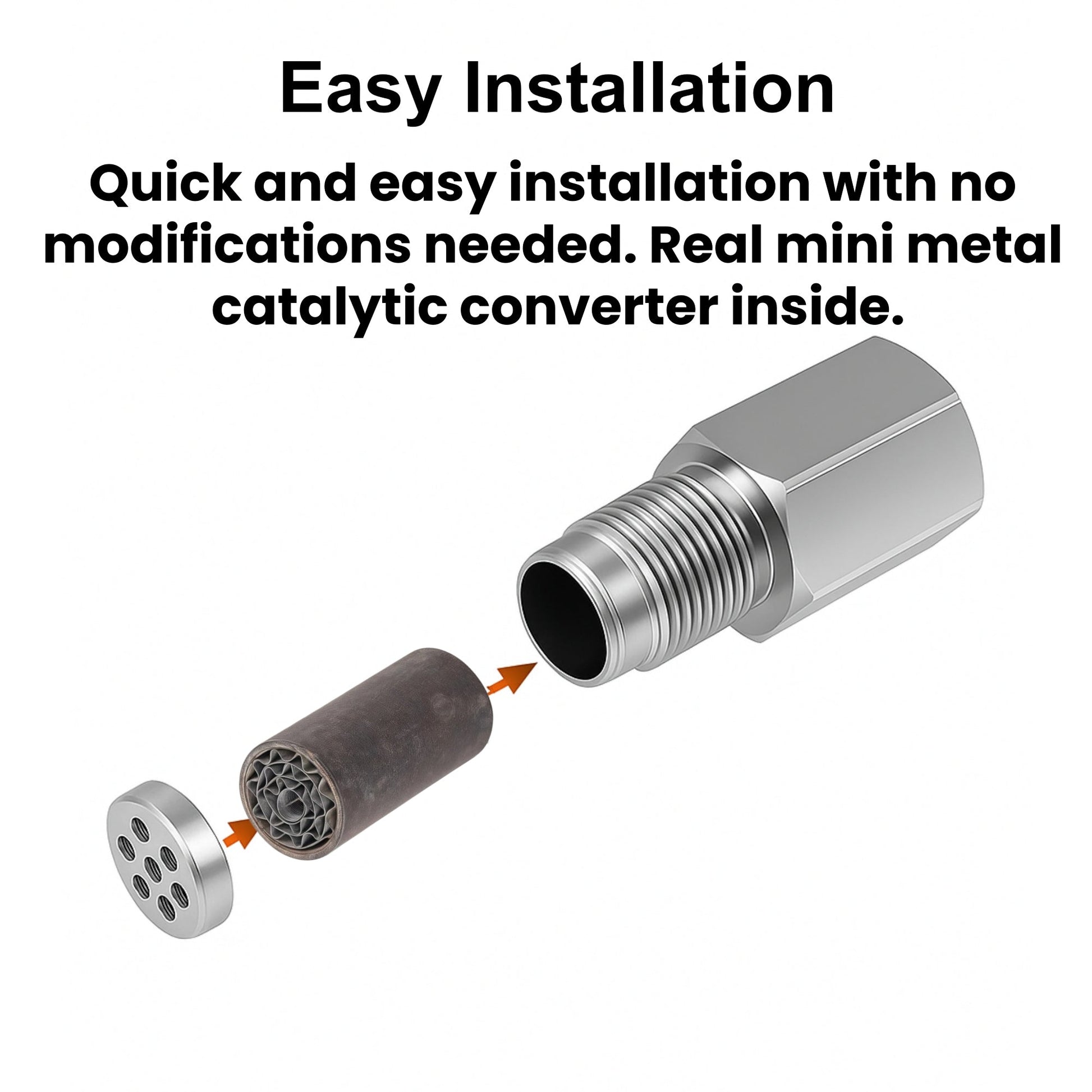 NEW 180° O2 Sensor Spacer Mini Catalizador Mini Catalytic Converter to Fix CEL P0420 P0430 - Mini Catalytic Converter