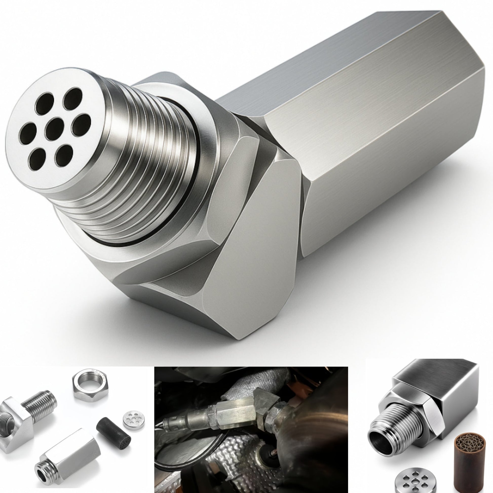 NEW 45° O2 Sensor Spacer Mini Catalizador Mini Catalytic Converter to Fix CEL P0420 P0430 - Mini Catalytic Converter