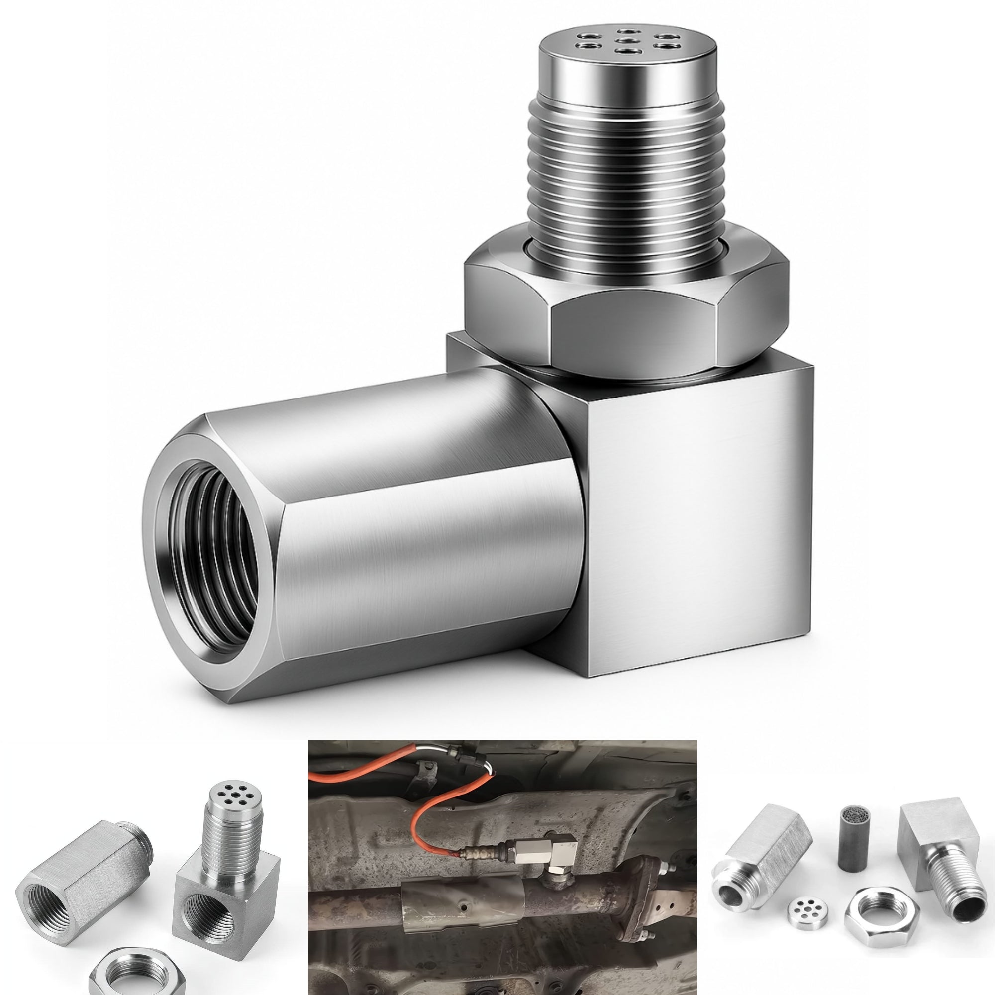 NEW 90° O2 Sensor Spacer Mini Catalizador Mini Catalytic Converter to