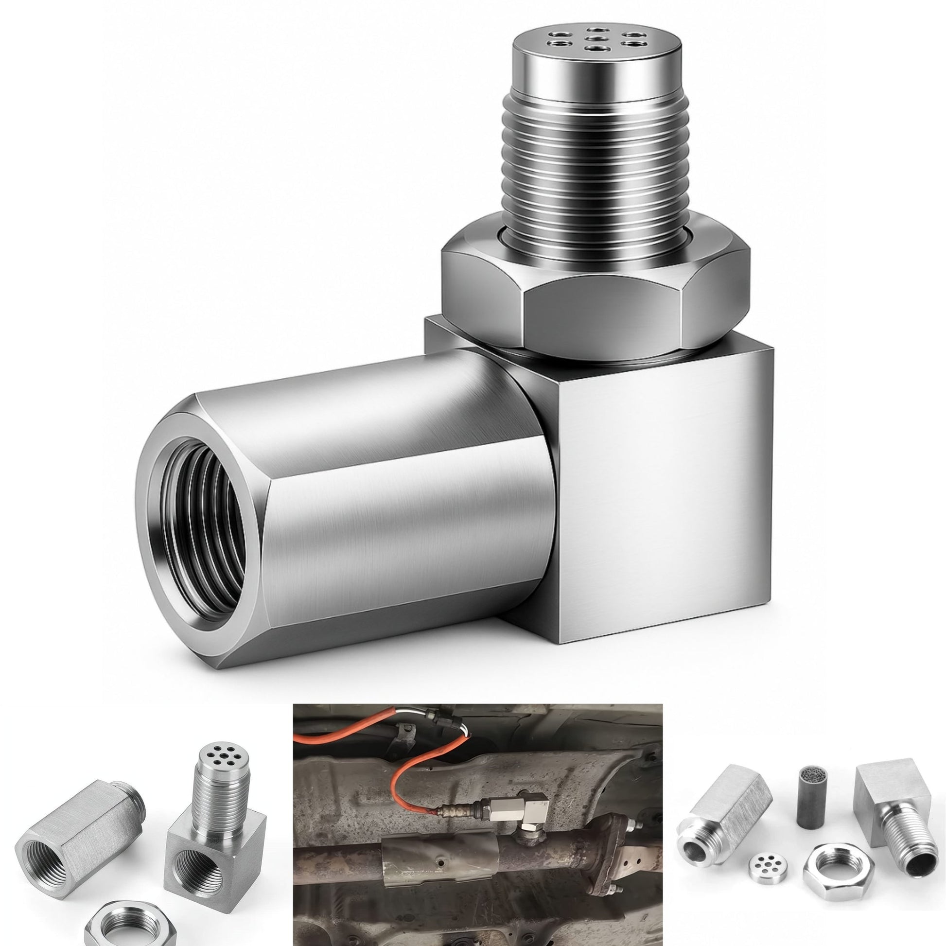 NEW 90° O2 Sensor Spacer Mini Catalizador Mini Catalytic Converter to Fix CEL P0420 P0430 - Mini Catalytic Converter