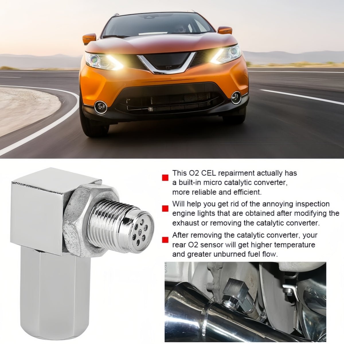 NEW 90° O2 Sensor Spacer Mini Catalizador Mini Catalytic Converter to Fix CEL P0420 P0430 - O2 Sensor Spacer