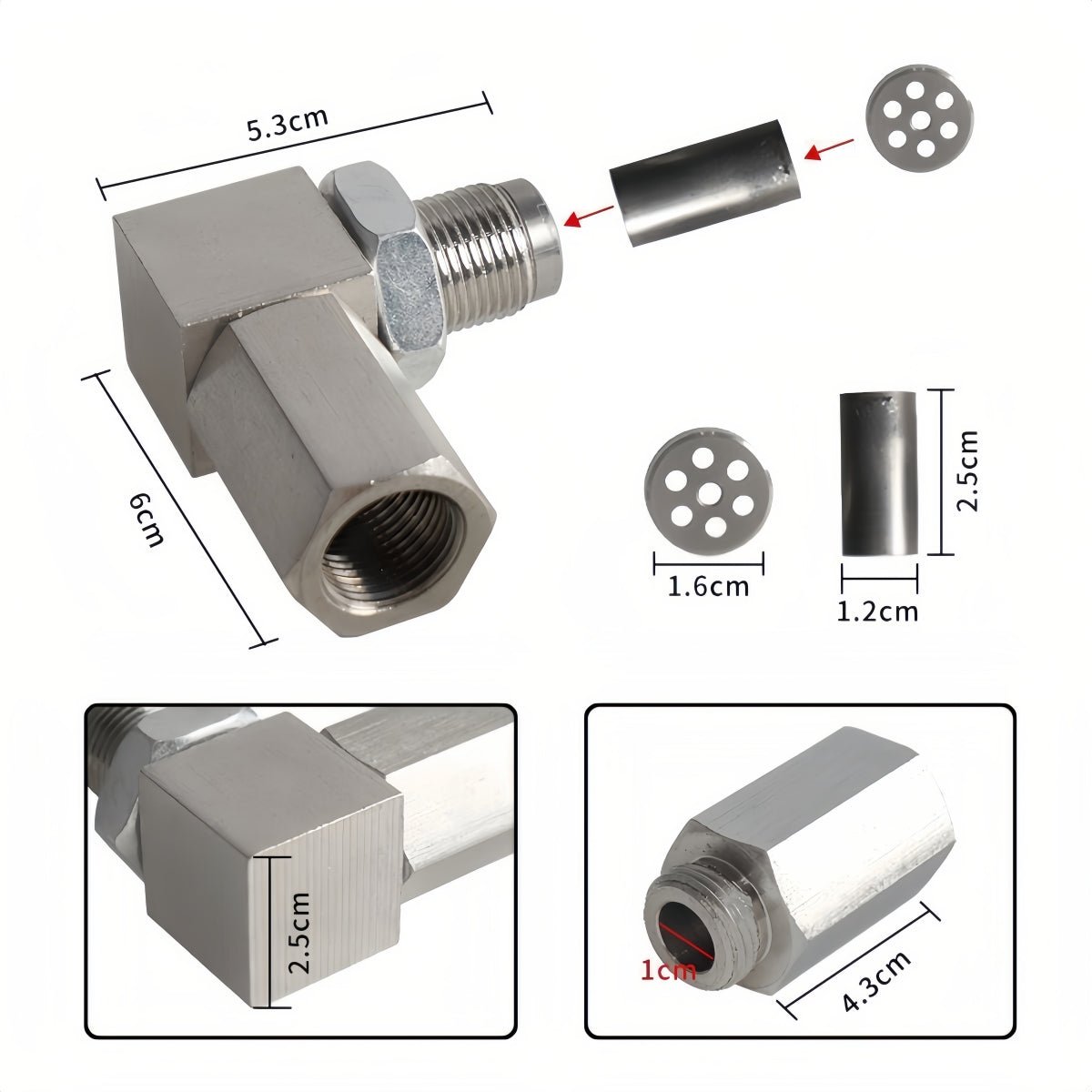 NEW 90° O2 Sensor Spacer Mini Catalizador Mini Catalytic Converter to Fix CEL P0420 P0430 - O2 Sensor Spacer