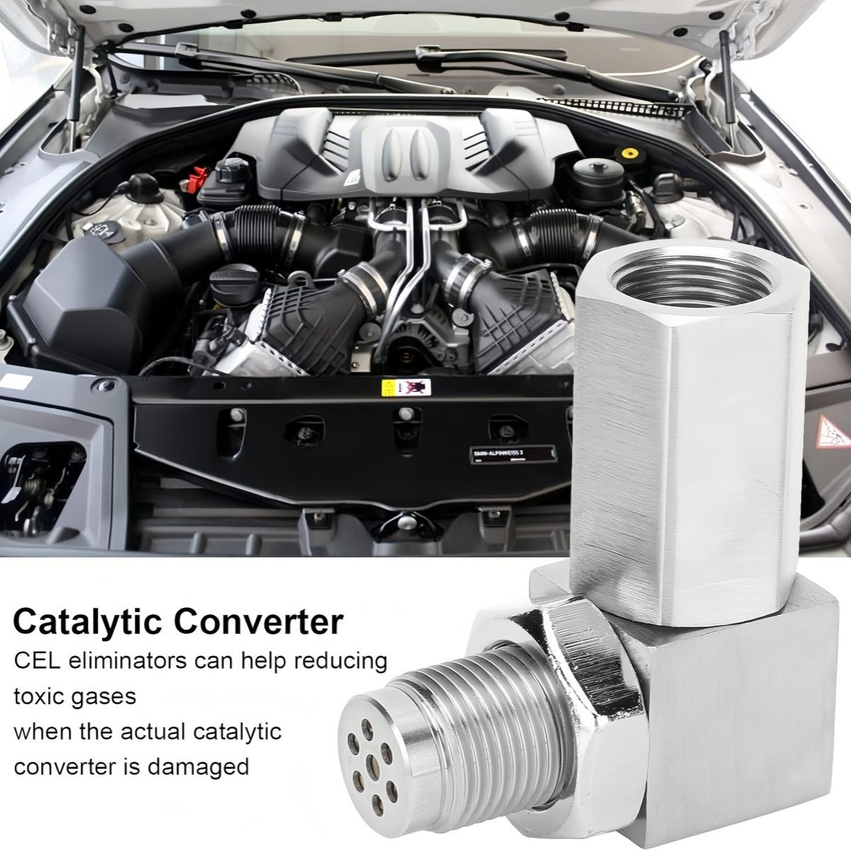 NEW 90° O2 Sensor Spacer Mini Catalizador Mini Catalytic Converter to Fix CEL P0420 P0430 - O2 Sensor Spacer